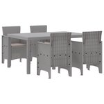 vidaXL Ensemble de salle à manger de jardin 5 pièces avec coussins gris clair en rotin