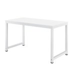 Bureau réglable poste de travail table bois mélaminé 120 cm blanc