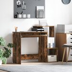 vidaXL Bureau d'ordinateur en chêne fumé Chêne fumé Bois d'ingénierie