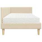 vidaXL Cadre de lit d'angle avec matelas Autre 2 Pièces Crème tissu