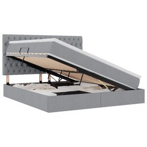 vidaXL Lit avec rangement et matelas Gris clair 160 x 200 cm Polyester