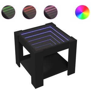 vidaXL Table basse avec LED noir 53x53x45 cm bois d'ingénierie