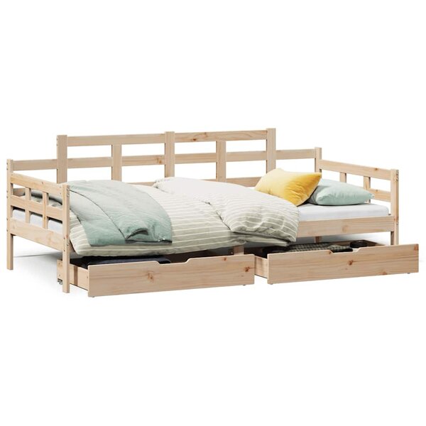 vidaXL Lit de jour avec tiroirs sans matelas 90x190 cm bois massif