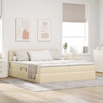 vidaXL Lit de rangement LED avec matelas Crème 180 x 200 cm Tissu