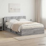 vidaXL Cadre de lit avec rangement Sonoma gris 150 x 200 cm
