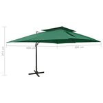 vidaXL Parasol déporté avec double toit vert 400x300 cm