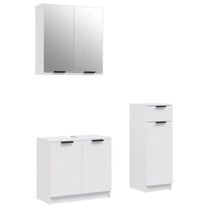 vidaXL Ensemble d'armoires salle de bain 3 Pièces blanc bois d'ingénierie
