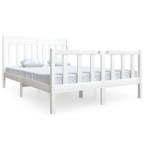 vidaXL Cadre de lit Blanc Bois massif 140x190 cm