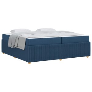 vidaXL Cadre de lit avec matelas Bleu 200 x 200 cm tissu