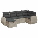 vidaXL Salon de jardin 6 Pièces avec coussins gris clair résine tressée