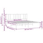 vidaXL Cadre de lit métal sans matelas et tête de lit blanc 180x200 cm