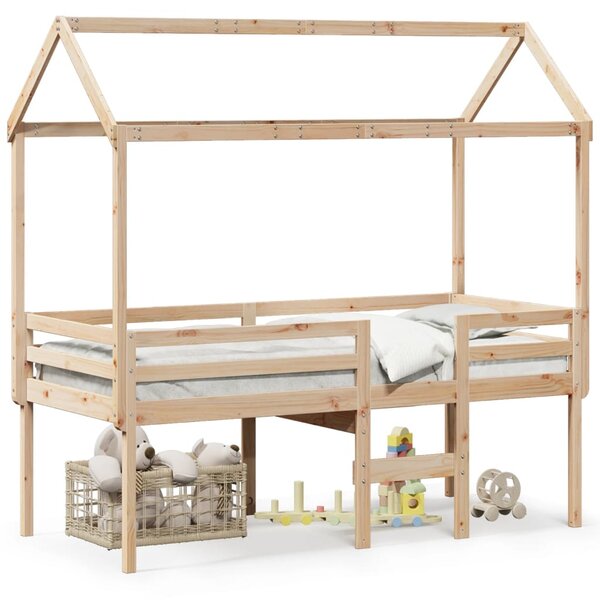 vidaXL Lit haut avec toit 80x200 cm bois de pin massif