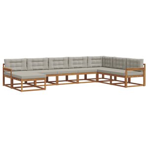vidaXL Ensemble de canapés d'extérieur 8 Pièces Gris Naturel et Clair
