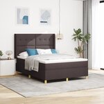 Lit à ressort avec matelas et LED vidaXL Marron foncé 140x200 cm Tissu
