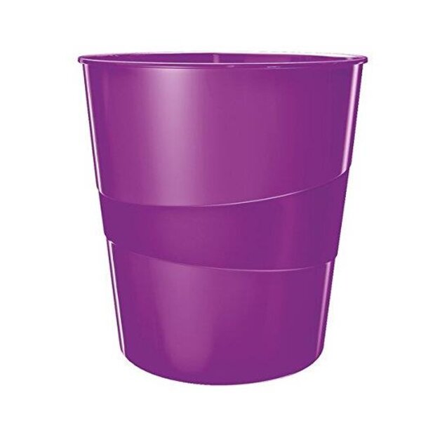 Corbeille à papier Wow capacité 15L polypropylène D29 x H32 4 cm Violet Brillant LEITZ