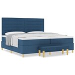 vidaXL Lit à ressort avec matelas et banc bleu 200x200 cm en tissu