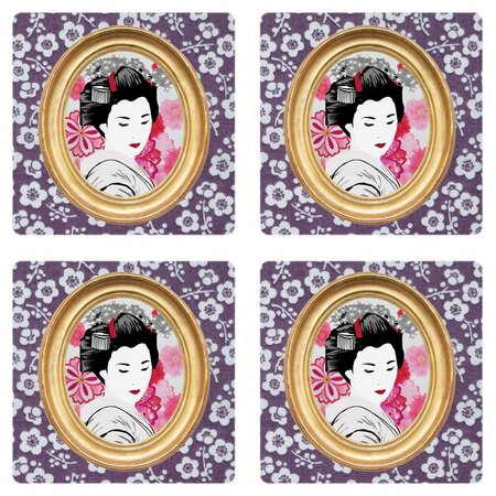 Set de 4 dessous de verres geisha cbkreation