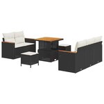 vidaXL Ensemble de canapé de jardin avec coussin 8 Pièces Noir Poly rotin