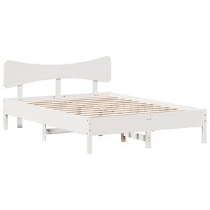 vidaXL Cadre de lit sans matelas blanc 135x190 cm bois de pin massif