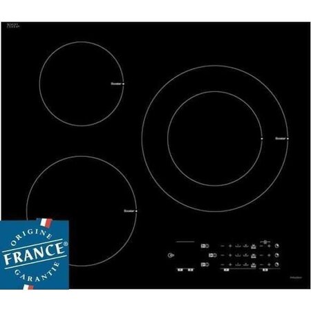 SAUTER Plaque de cuisson induction - 3 zones - 7200 W - L 60 x P 52 cm - Revetement verre - Noir