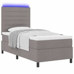 vidaXL Lit à ressorts avec matelas avec LED Taupe 100 x 200 cm tissu