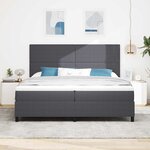 vidaXL Lit à ressort LED Gris foncé et blanc 200 x 200 cm