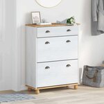 vidaXL Cabinet à chaussures avec tiroir ASKIM Blanc 85 x 35 x 108 cm