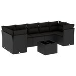 vidaXL Salon de jardin 8 Pièces avec coussins noir résine tressée