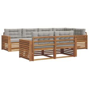 vidaXL Ensemble de canapés d'extérieur 7 Pièces Gris Naturel et Clair
