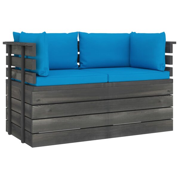 vidaXL Canapé palette de jardin 2 places avec coussins Bois de pin