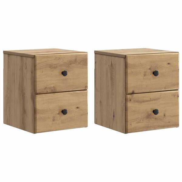 vidaXL Cabinet de chevet mural 2 pc Chêne artisanal 34 5 x 33 x 40 cm