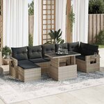 vidaXL Salon de jardin 8 Pièces avec coussins gris clair résine tressée