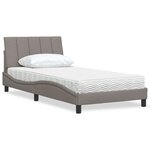 vidaXL Lit avec matelas taupe 100x200 cm tissu