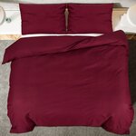 vidaXL Ensemble de housse de couette Bordeaux 140x200 cm Coton