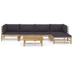 vidaXL Salon de jardin 6 Pièces avec coussins gris foncé bambou