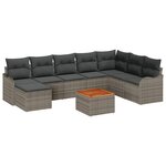 vidaXL Ensemble de canapé de jardin 9 Pièces Gris Poly rotin