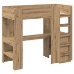 vidaXL Cadre de lit superposé avec bureau Chêne artisanal