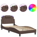 vidaXL Cadre de lit avec LED sans matelas marron 90x190 cm