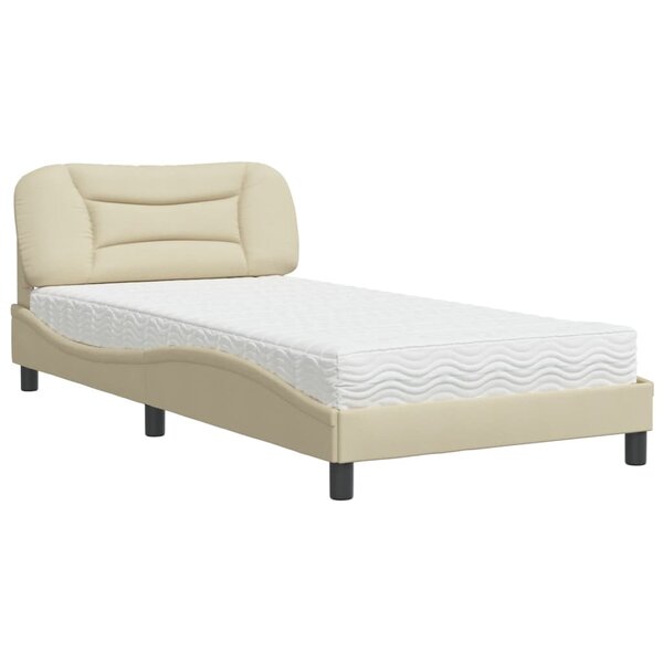 vidaXL Lit avec matelas Hvar crème 100x200 cm tissu