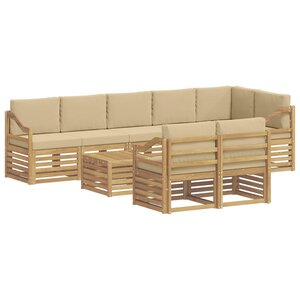vidaXL Ensemble de canapés d'extérieur 9 pc Blanc et Beige Polyester