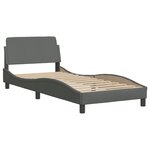 vidaXL Cadre de lit avec tête de lit Gris foncé 90x200 cm Tissu