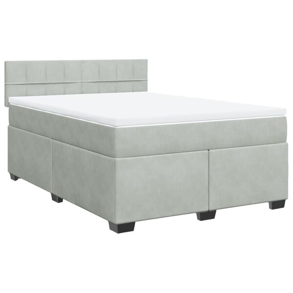 vidaXL Sommier à lattes de lit et matelas Gris clair 160x200cm Velours