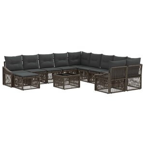 vidaXL Ensemble de canapé de jardin 12 pc Gris polyrotin