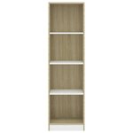 vidaXL Bibliothèque à 4 niveaux Blanc et chêne sonoma Bois ingénierie