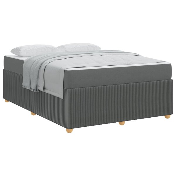 vidaXL Cadre de lit avec matelas Gris foncé 160 x 200 cm tissu