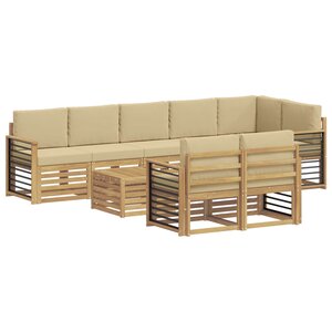 vidaXL Ensemble de canapés d'extérieur 9 Pièces Blanc et Beige
