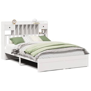 vidaXL Lit bibliothèque sans matelas blanc 150x200 cm bois pin massif