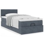 vidaXL Cadre de lit ottoman avec matelas gris foncé 80x200 cm velours