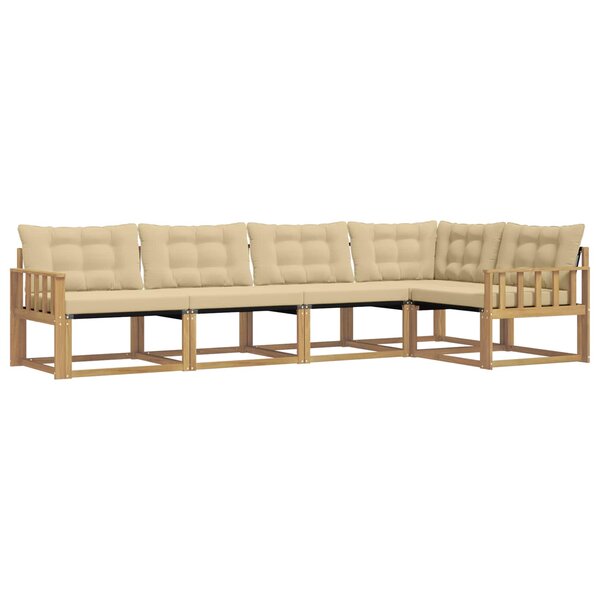 vidaXL Ensemble de canapés d'extérieur 5 Pièces Blanc et Beige