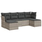 vidaXL Salon de jardin 6 Pièces avec coussins gris clair résine tressée